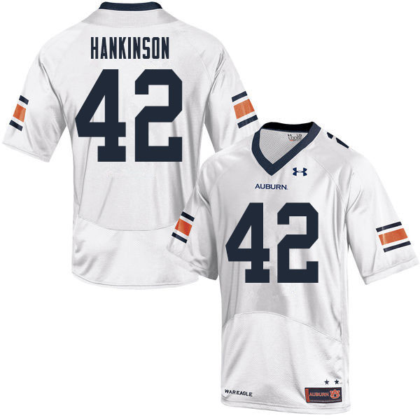 Men #42 Crimmins Hankinson Auburn Tigers College Football Jerseys Sale-White